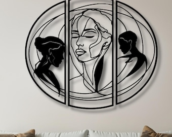 Abstract Face Silhouettes Metal Wall Art
