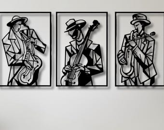 Abstract Jazz Musician Metal Wall Art