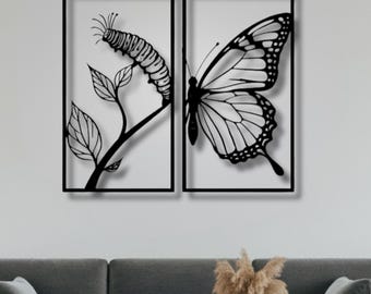 Caterpillar to Butterfly Transformation Wall Art