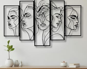 Minimalist Abstract Female Face Metal Wall Art