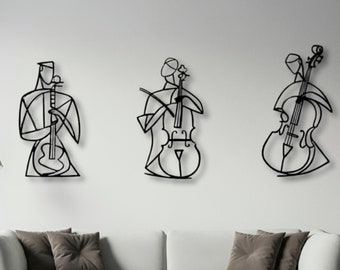 Abstract Musician Metal Wall Art Set
