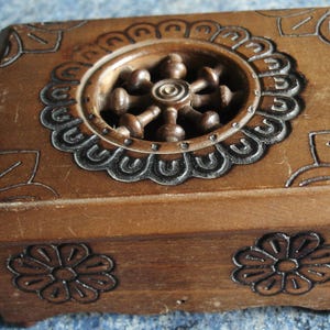pretty vintage Breton wooden jewelry box