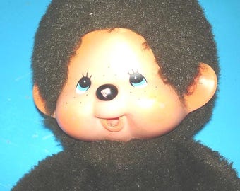 Vintage Kiki Monchhichi Sekiguchi by Ajena 70-80s, Blue Eyes, Made