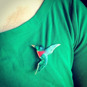 Ruby throated hummingbird pin, hummingbird hat pin, hummingbird gift, hummingbird jewelry, hummingbird hand made, nature lover gift