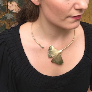 XL Ginko leaf  collar, ginkgo collar, ginkgo necklace, ginkgo jewelry, ginkgo biloba, statement necklace, ginkgo leaf, leaf necklace, collar