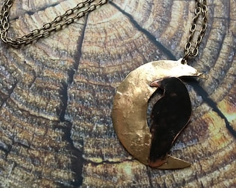 Raven necklace, moon necklace, crescent moon jewelry, raven jewelry, crow jewelry, moody jewelry, witchy jewelry, witchy necklace, artisan