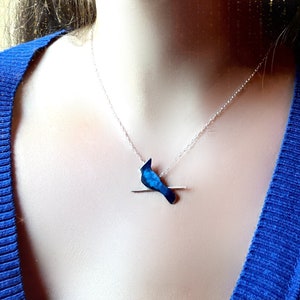 Bluejay necklace, blue jay necklace, blue jay pendant, hand made blue jay, bird necklace, lost loved one gift, memorial jewelry, mom gift