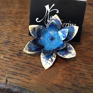 Patina lotus pin - lapel pin - hat pint - tie tack pin - bronze - copper