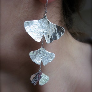 Lg ginkgo leafs earrings, ginkgo earrings, ginkgo jewelry, ginkgo chandelier, nature jewelry, nature lover gift, meaningful gift, leaf