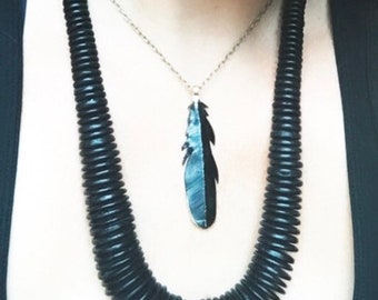 Raven feather necklace, crow feather necklace, black feather, crow jewelry, raven jewelry, feather necklace, raven pendant, black necklace