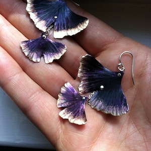 Dangle ginkgo leaf earrings, colorful earrings, ginkgo earrings, ginkgo jewelry, ginkgo gift, leaf jewelry, leaf earrings, gift for her