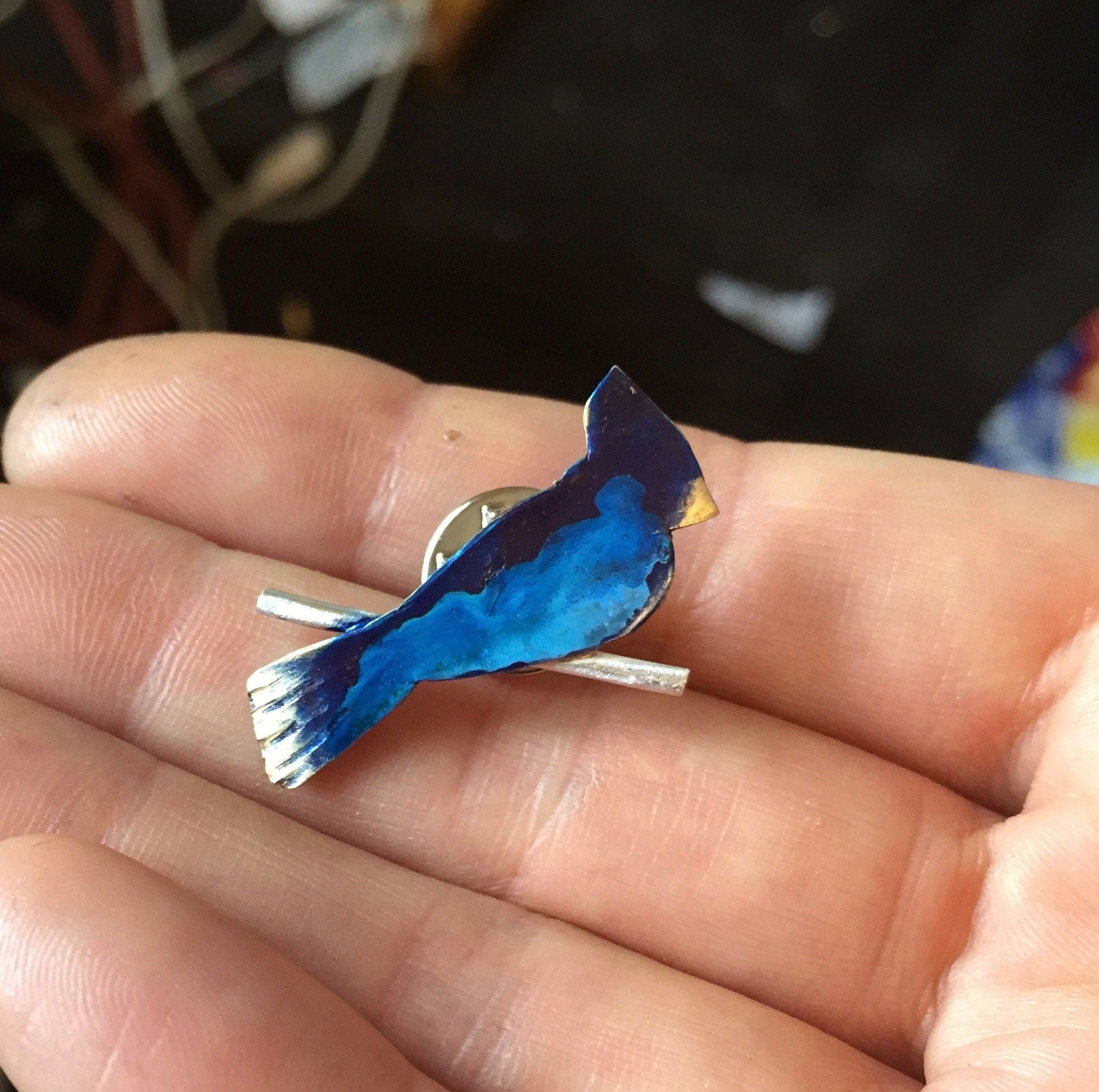 Wild Whimsy Woolies - Blue Jay Enamel Pin - Baseball Pin - Bird Gift - Pin  for