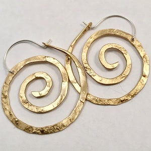 Medium ancient spiral, hoop earrings, spiral earrings, charm holder earrings, spiral goddess, spiral jewelry, spiral hoops, swirl earrings