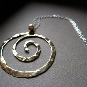 Large ancient spiral necklace, spiral pendant, ring holder necklace, sacred spiral jewelry, swirl jewelry, spiral jewelry, Mauri, tribal