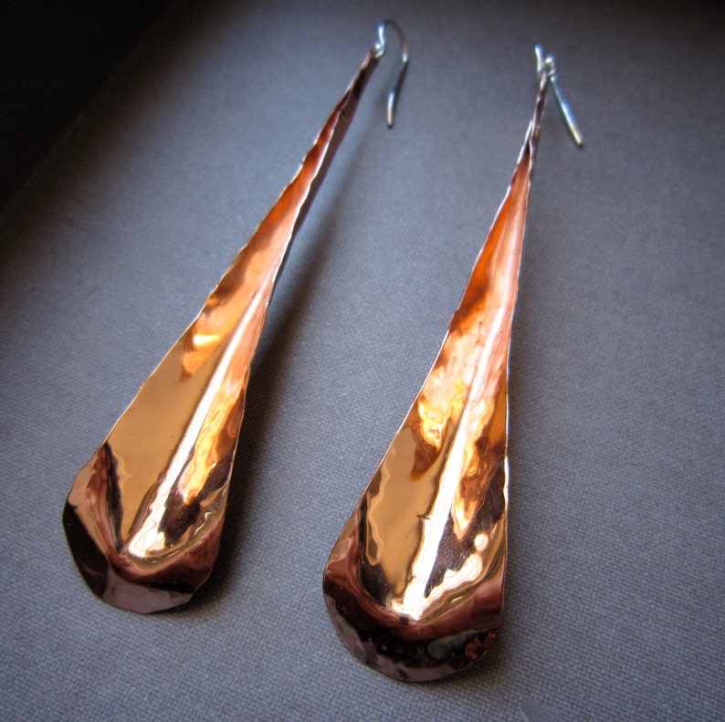 Lg Long Petal Earrings in Copper, Bronze or Sterling image 2
