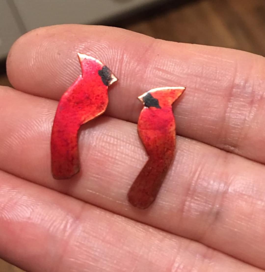 Cardinal Post Earring, Red Bird Earrings, Bird Lover Gift, Cardinal