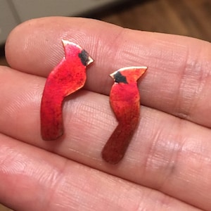 Cardinal post earring, red bird earrings, bird lover gift, cardinal keepsake jewelry, red bird jewelry, memorial cardinal, cardinal jewelry