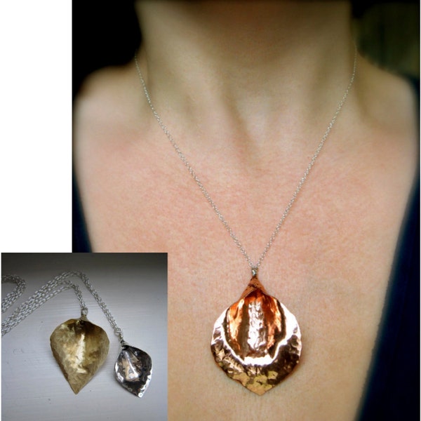 Md-XS Calla Lily Pendant Necklace in Copper, Bronze or Sterling