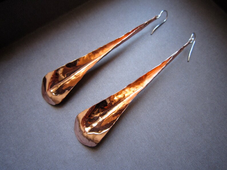 Lg Long Petal Earrings in Copper, Bronze or Sterling image 1