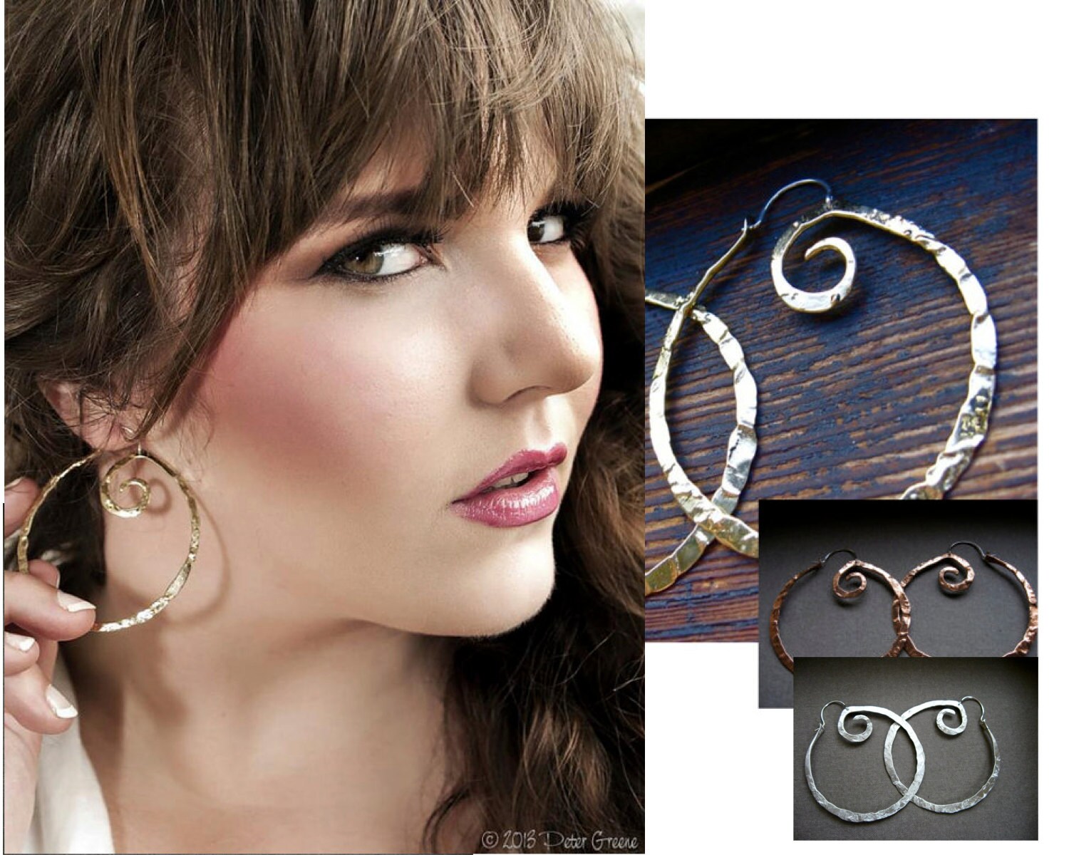 Medium Pound Swirl Hoop Earrings in Copper Bronze Sterling Etsy