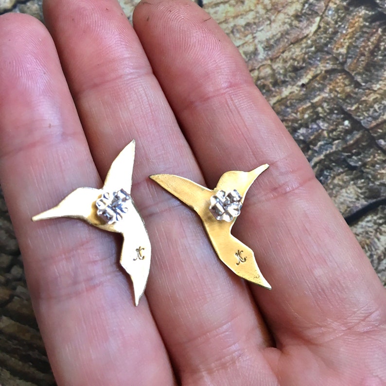 Humming bird earrings, bird earrings, hummingbird jewelry, memorial jewelry, mom jewelry, sister gift, bridesmaid jewelry, bird post earring image 4