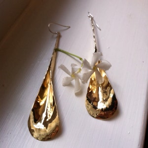 Lg Long Petal Earrings in Copper, Bronze or Sterling image 5
