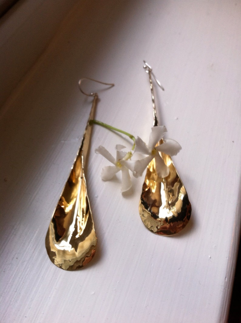 Lg Long Petal Earrings in Copper, Bronze or Sterling image 5