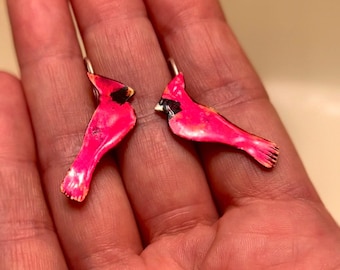 Pendiente de cardenal, pendientes de pájaro rojo, regalo para amantes de las aves, joyería de recuerdo de cardenal, joyería de pájaro rojo, cardenal conmemorativo, joyería de cardenal