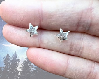 Star stud earrings, tiny stars, star earrings, sterling stars, tiny star post earrings, sterling star earrings, little stars, star jewelry