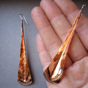 Lg Long Petal Earrings in Copper, Bronze or Sterling image 4