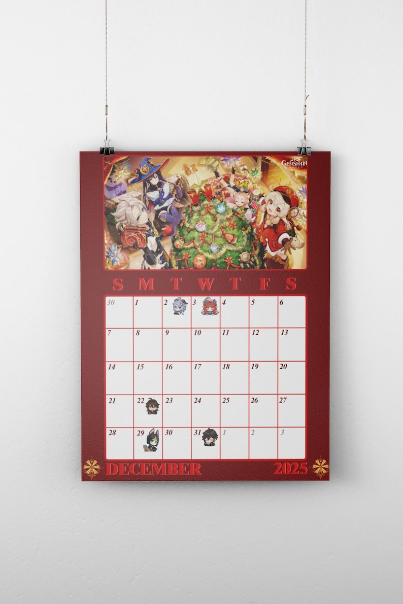 2025 Genshin Impact Calendar, Printable PDF & Digital Download, Anime