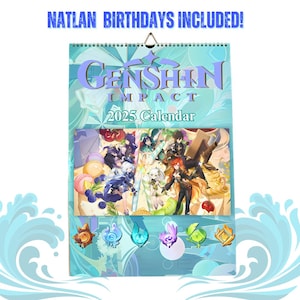 2025 Genshin Impact Calendar, Printable PDF & Digital Download, Anime