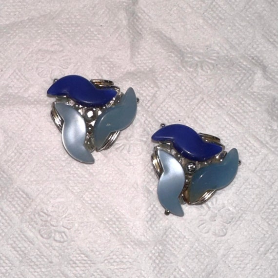 Vintage Light Blue Earrings - Clip Ons - image 6