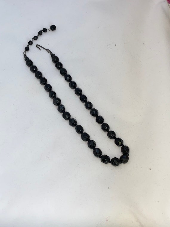Vintage Black Glass Bead Necklace - image 4
