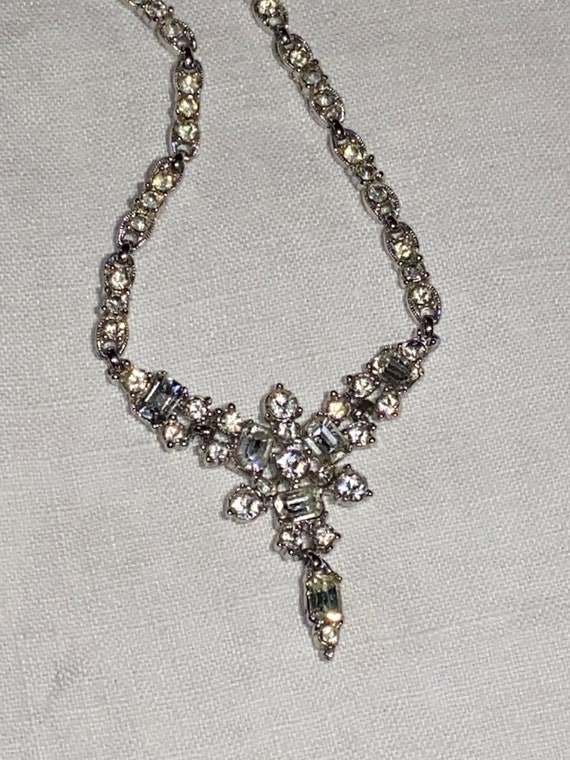 Vintage Signed Bogoff Rhinestone Necklace - image 3
