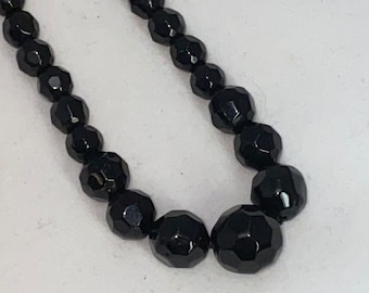 Vintage Black Glass Bead Necklace