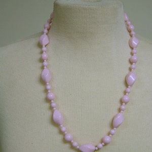 Vintage Pink Plastic Bead Necklace Jewelry Estate Barbie Girl