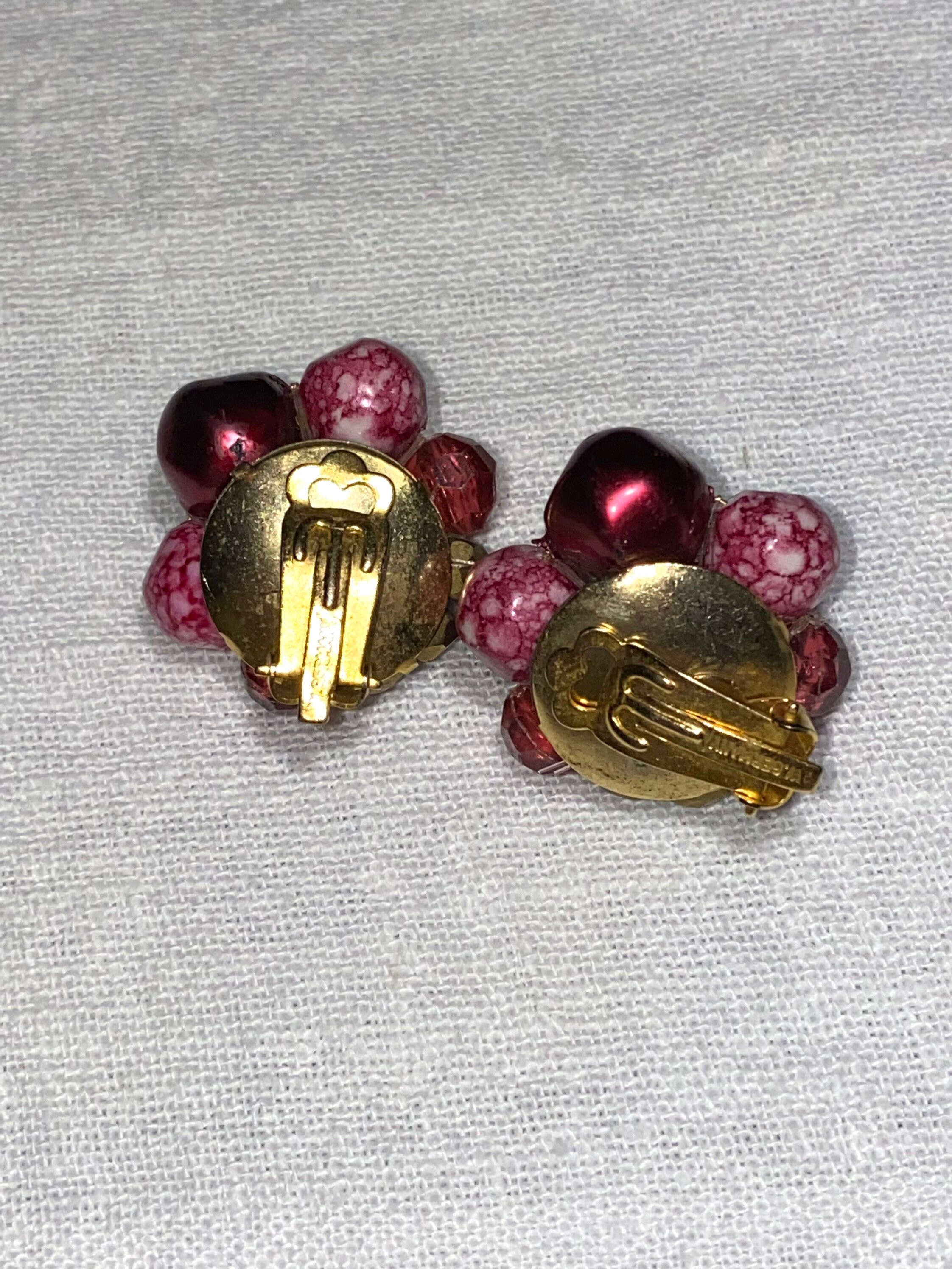 Vintage Burgundy Clip On Earrings Etsy