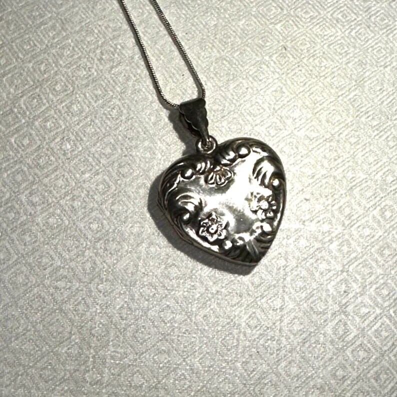 Vintage Sterling Silver Locket and Chain Etsy