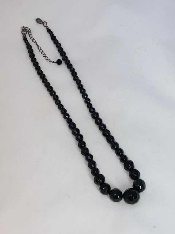 Vintage Black Glass Bead Necklace - image 9