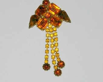Vintage Brown Rhinestone Brooch or Pin