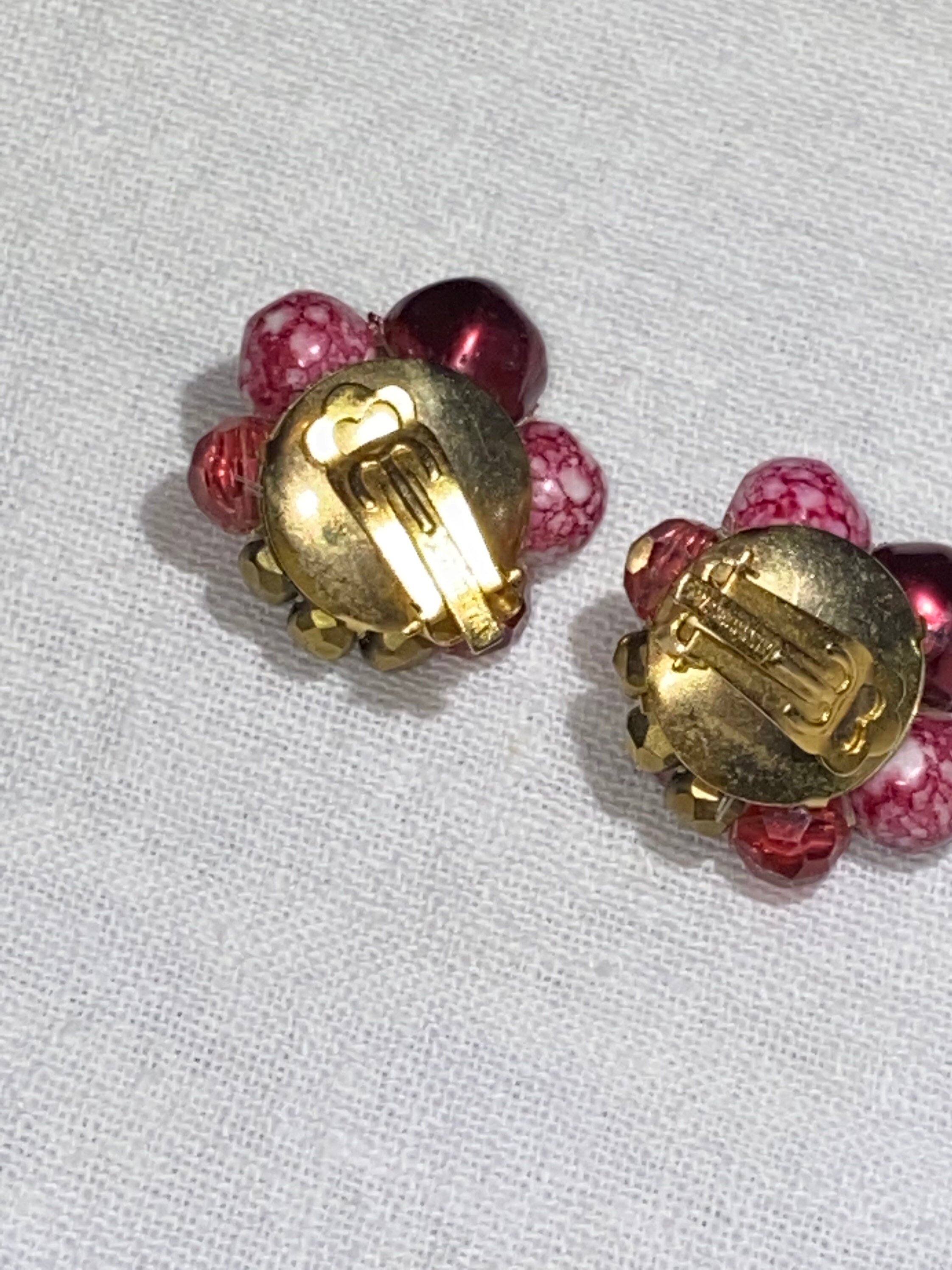 Vintage Burgundy Clip On Earrings Etsy