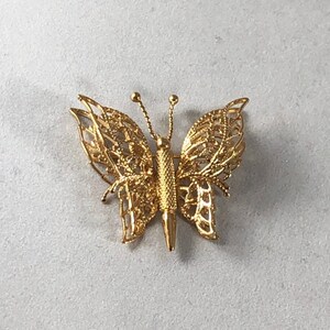 Vintage Monet Filigree Butterfly Pin Estate Jewelry Costume