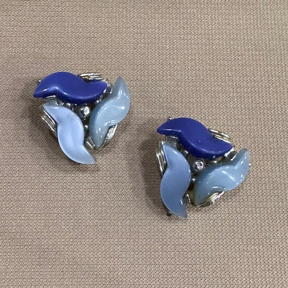 Vintage Light Blue Earrings - Clip Ons - image 1