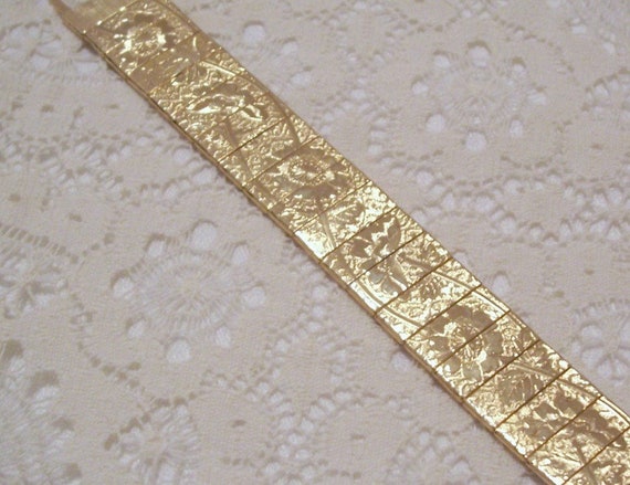 Vintage Etched Gold-tone Bracelet Brand is 1928 - image 1