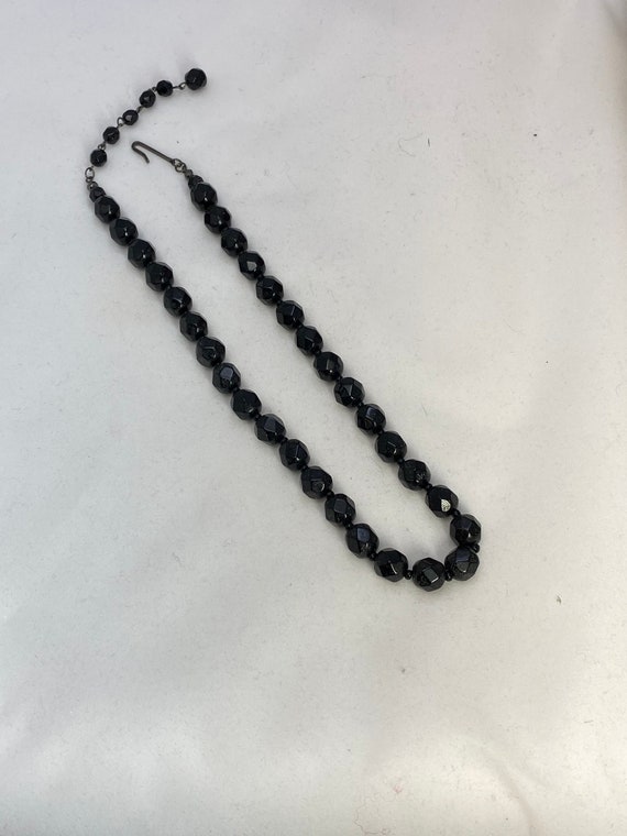 Vintage Black Glass Bead Necklace - image 8