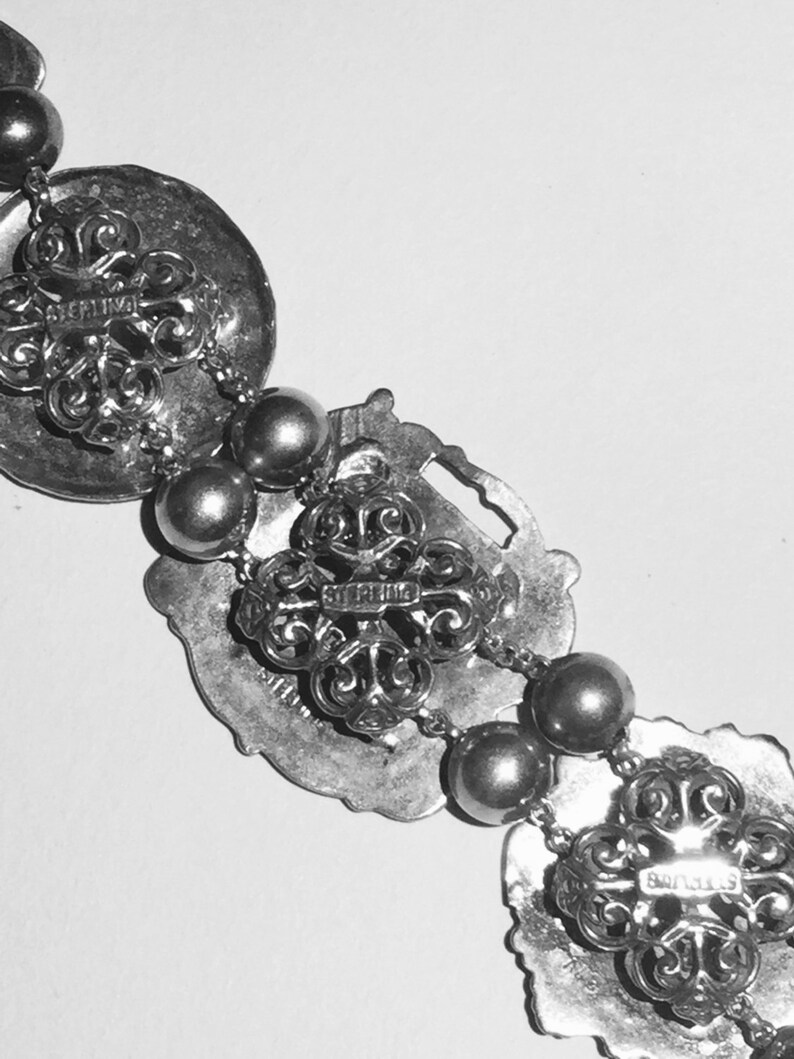 Vintage Reproduction Sterling Silver Luggage Tag Bracelet Etsy