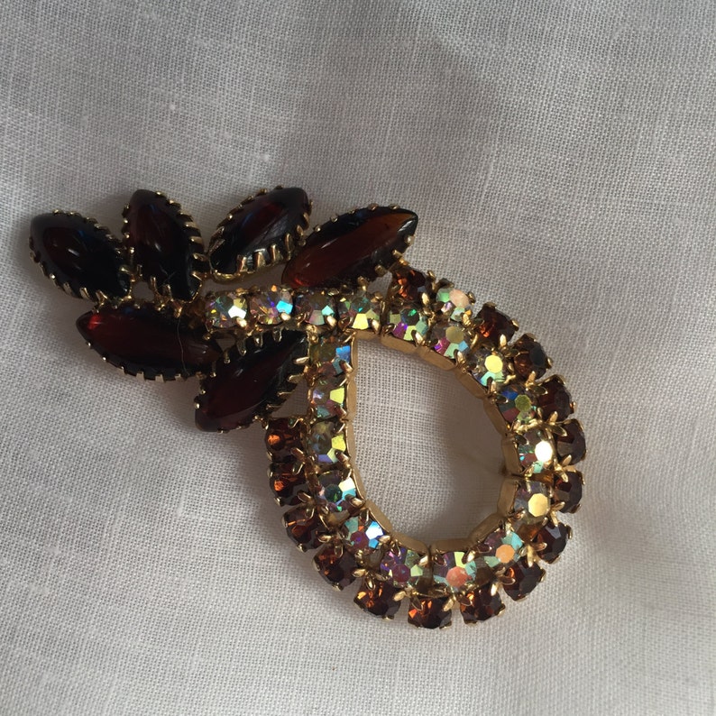 Vintage Brooch or Pin with Aurora Borealis Rhinestones