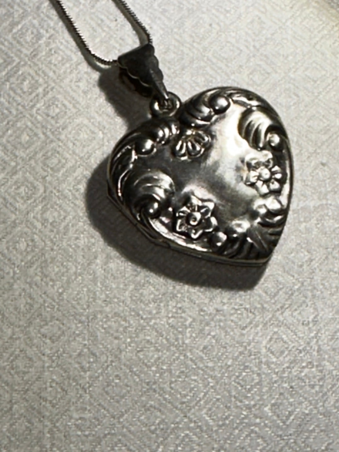 Vintage Sterling Silver Locket and Chain Etsy