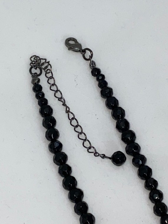 Vintage Black Glass Bead Necklace - image 7
